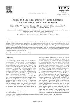 Phospholipid and sterol analysis of plasma membranes of azole