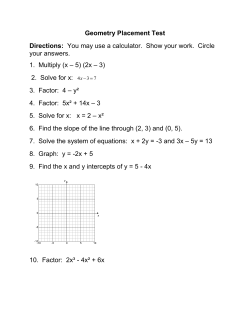 Geometry Placement Test Directions: You may use a calculator