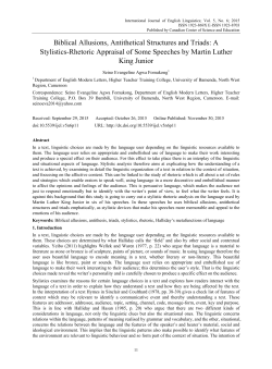 Biblical Allusions, Antithetical Structures and Triads