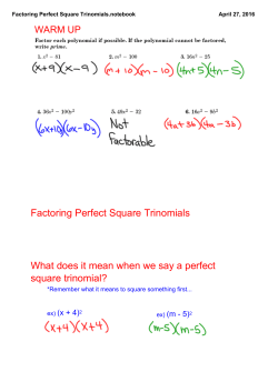 Factoring Perfect Square Trinomials.notebook