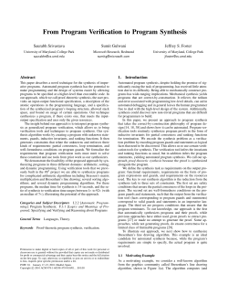 From Program Verification to Program Synthesis