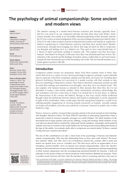 The psychology of animal companionship: Some ancient and