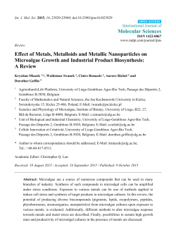 Effect of Metals, Metalloids and Metallic Nanoparticles on