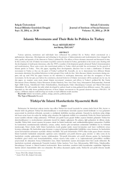 Islamic Movements and Their Role In Politics In Turkey