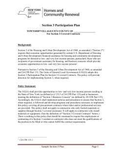 Section 3 Participation Plan - New York State Homes and