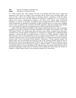 Genitive of Negation as Inherent Case