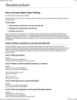 How To Increase Higher Order Thinking