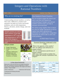 Integers and Operations with Rational Numbers