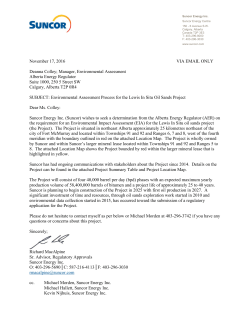 Project Summary Table and Map - Alberta Environment and Parks