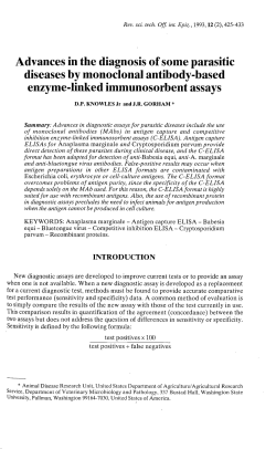 Advances in the diagnosis of some parasitic diseases by