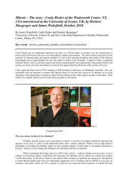Mitosis &ndash; The story : Conly Rieder of the Wadsworth Center, NY