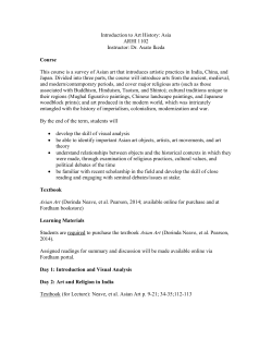 Introduction to Art History: Asia ARHI 1102 Instructor: Dr. Asato Ikeda