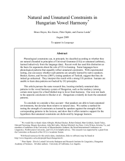 Natural and Unnatural Constraints in Hungarian