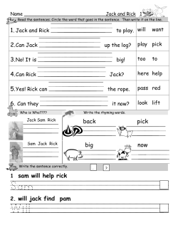 Skillsheets for Jack and Rick
