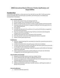 Board of Directors Position Qualifications and Responsibilities