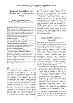 Issues of Genocide in the Modern and Contemporary World