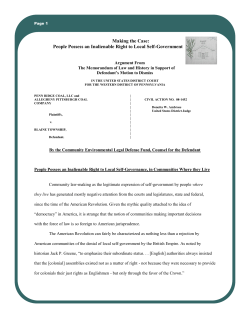 Making the Case: People Possess an Inalienable Right to Local Self
