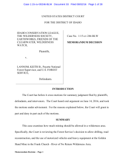 UNITED STATES DISTRICT COURT FOR THE DISTRICT OF IDAHO