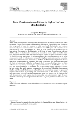 Caste Discrimination and Minority Rights: The Case of India`s Dalits