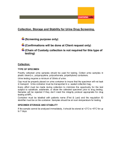Collection, Storage and Stability for Urine Drug