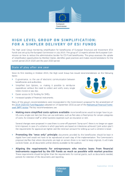 high level group on simplification: for a simpler delivery of esi funds