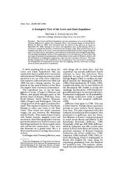 A Zoologist`s View of the Lewis and Clark Expedition1