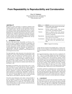 From Repeatability to Reproducibility and