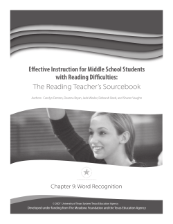 Chapter Nine: Word Recognition