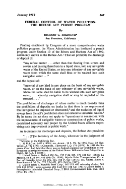 FEDERAL CONTROL OF WATER POLLUTION: THE REFUSE ACT