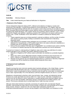 Public Health Reporting and National Notification for Shigellosis
