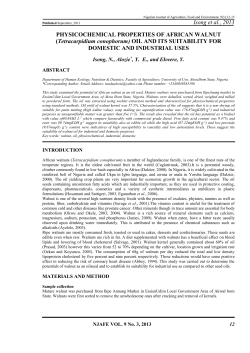 physicochemical properties of african walnut