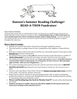 Hansen`s Summer Reading Challenge! READ-A