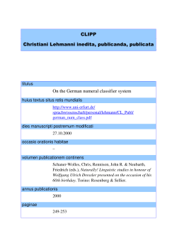 CLIPP Christiani Lehmanni inedita, publicanda, publicata On the