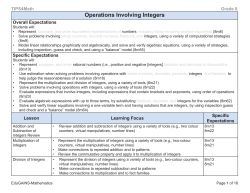 Operations Involving Integers