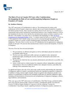 The Rule of Law in Canada 150 Years After Confederation