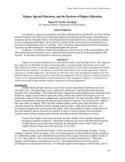 Stigma, Special Education, and the Decision of Higher Education