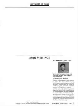 Abstract: April Meetings: WA Branch (April 15th): GPS a Cost