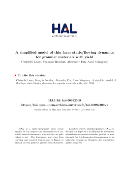 A simplified model of thin layer static/flowing dynamics - HAL