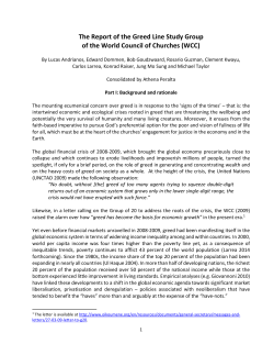 The Report of the Greed Line Study Group of the World Council of