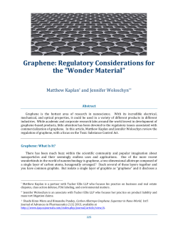 Graphene: Regulatory Considerations for the &ldquo;Wonder Material&rdquo;