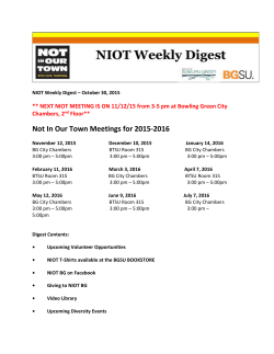 Not In Our Town Meetings for 2015-2016