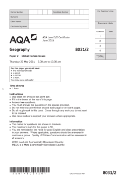 AQA Level 1/2 Certificate Geography Question paper Paper 2