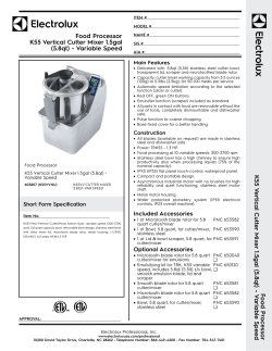 K55 Vertical Cutter Mixer 1.5 gal (5.8 qt) - Variable Speed