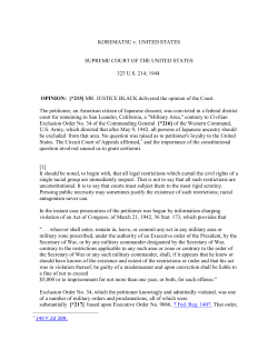 KOREMATSU v. UNITED STATES SUPREME COURT OF THE