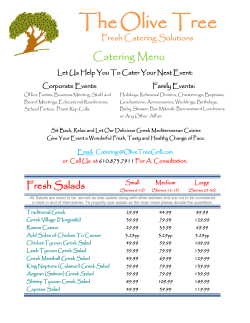 Catering Menu - The Olive Tree Greek Mediterranean Grill