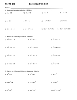 Factoring Unit Test plus Answers
