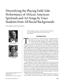 Diversifying the Playing Field: Solo Performance of African American