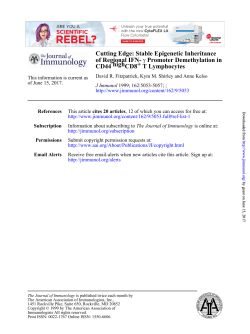 T Lymphocytes +CD8 high CD44 Promoter Demethylation in &gamma; of