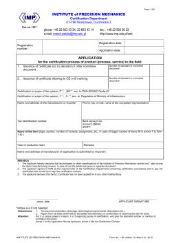 INSTITUTE of PRECISION MECHANICS phone: +48 22 663 43 24