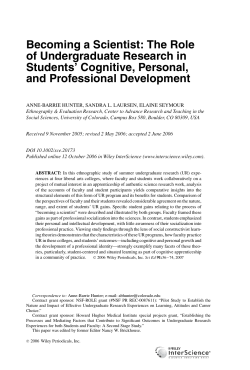 Becoming a scientist: The role of undergraduate